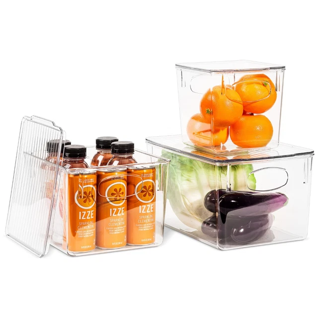 SORBUS CLEAR STORAGE Bin Set w Lid Sturdy Refrigerator Pantry
