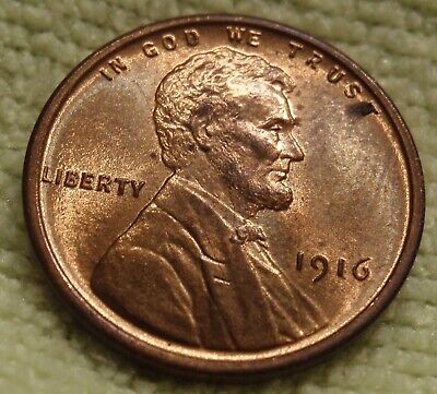 1916 LINCOLN CENT GREAT ORIGINAL RED BU 1916-P SHARP GEM RED UNC wheat penny