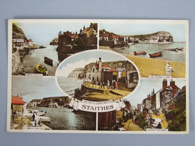 Postcard, Staithes Colour Multiview, Cod & Lobster Inn Etc. - VG