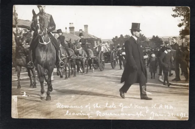Postcard Bournemouth Dorset military KRHA funeral of Gunner King 1913 RP