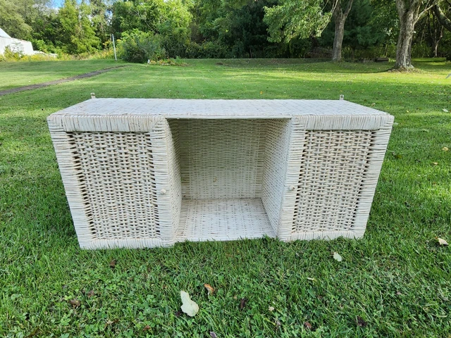 Vintage BOHO Shabby Chic White Wicker Bathroom Wall Linen Wall Cabinet