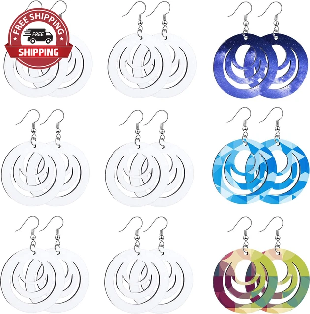 30Pcs Sublimation Blank Earrings Heat Transfer Sublimation Printing Wire Hooks E