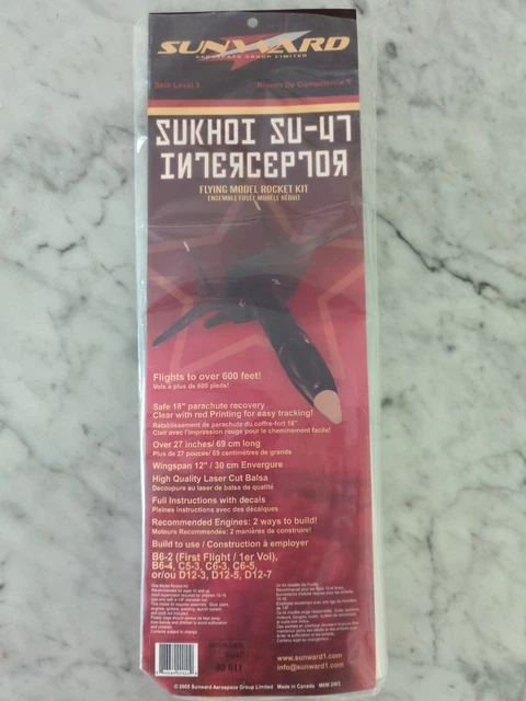 Sunward Model Rockets SUNWARD AEROSPACE #0011 Sukhoi SU-47 Interceptor Model Rocket -Open bag ...