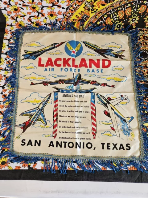 Vintage USAF Lackland Air Force Base San Antonio Texas Mother Pillow Cover USA