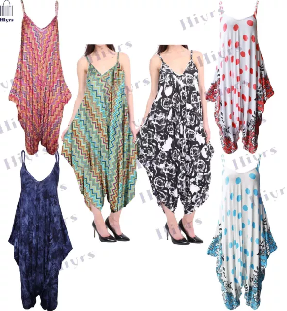 Womens Jumpsuit Printed Cami Lagenlook Baggy Harem Playsuit Dress lot Plus Size