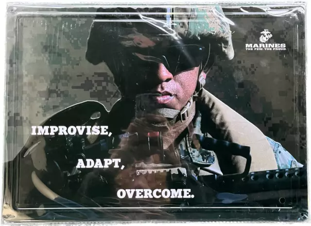 United States Marine Corps USMC Novelty Metal Wall Sign Improvise Adapt Overcome