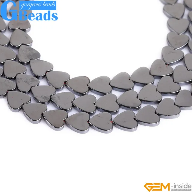 Black Hematite Beads Heart Shape Gemstone Spacer Beads For Jewelry Making 15"