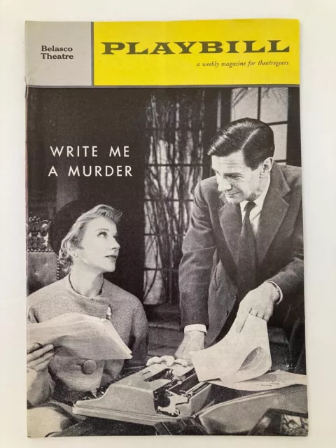 1962 Playbill Belasco Theatre James Donald, Kim Hunter in Write Me A Murder