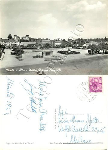 Cartolina di Montà d'Alba, piazza Vittorio Emanuele - Cuneo, 1963