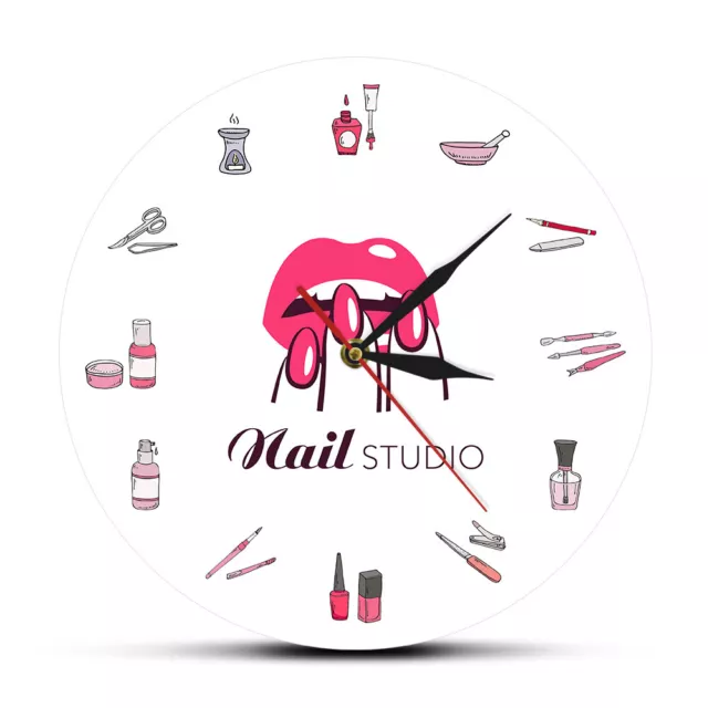 Nail Polish Bottles Accessories Decorative Wall Clock Beauty Salon Nail Studio