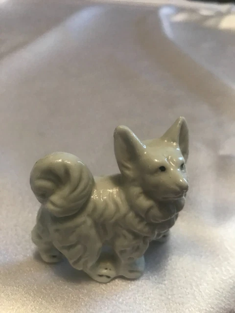 Vintage White Pomeranian Dog Porcelain Figurine