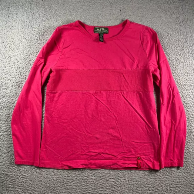 Lauren Ralph Lauren Blouse Women's Petite Large Hot Pink Long Sleeve Sweater Top