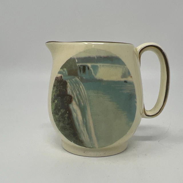 VINTAGE ROYAL WINTON GRIMWADES ENGLAND Mini CREAMER Pitcher Waterfalls Gold Trim