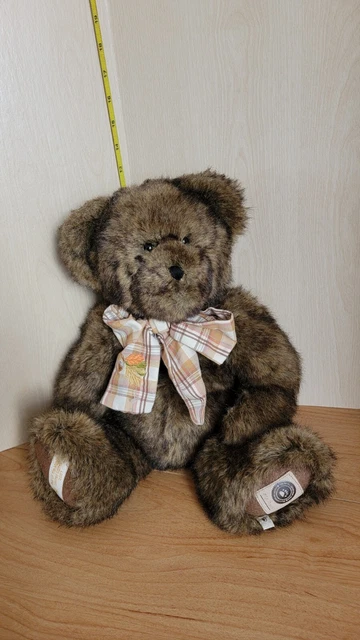 Boyd 2007 Bear Of The Month Plush Teddy Brown Minky Fall Bow Classic Plaid HTF