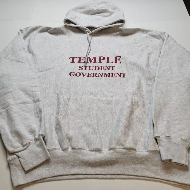 Temple University Student Government Sweatshirt Mens 3XL Hoodie Gray PULLOVER