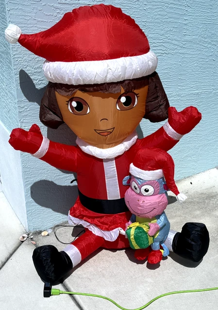 4 FT CHRISTMAS airblown inflatable dora the explorer in her santa suit ...