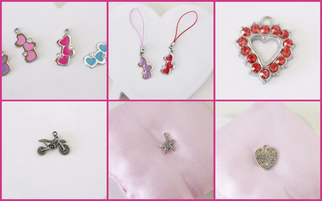 NEU Kettenanhänger Herz Strass Seestern Antikherz Motorrad Charms DIY  H7