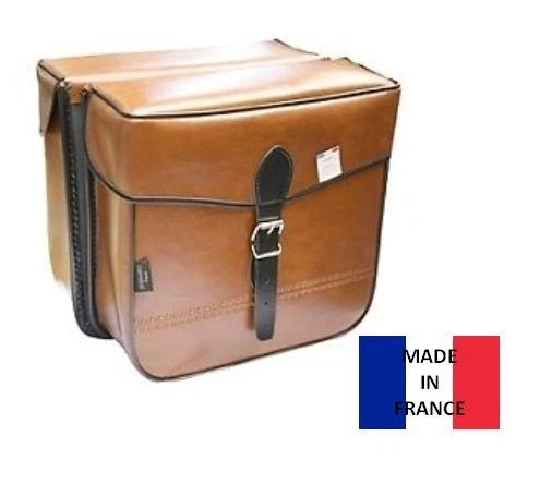 Sacoche De Selle De Vélo Vintage En Cuir - Lot De 2 Bagages Latéraux - Fabriqué En Inde - Neuf