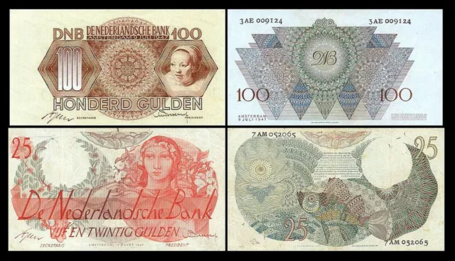 2x  25, 100 Gulden - Edition 1947 - Reproduction - NL 06