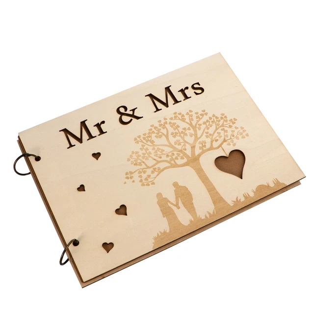 1 pz libro degli ospiti matrimonio creativo vuoto libro accesso intagliato legno
