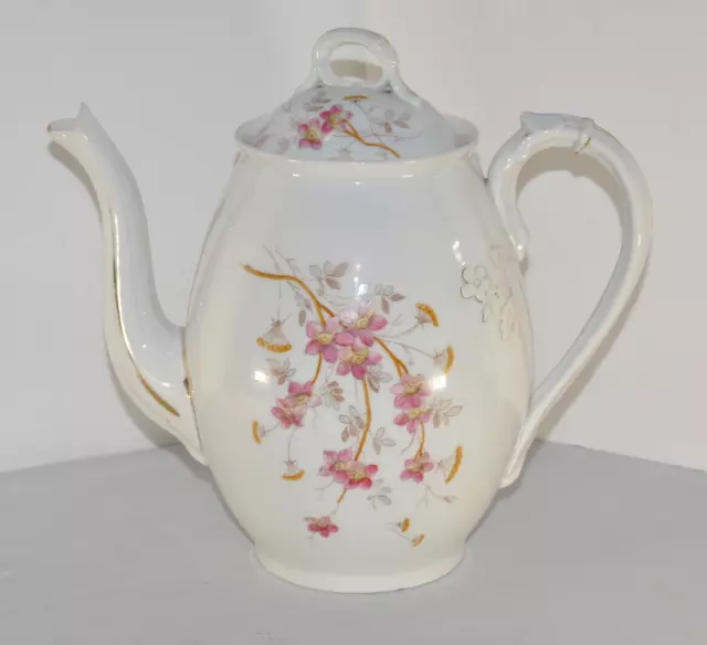 Altrohla Austria China Gilded Garland Of Pink Floral Flowers Teapot White