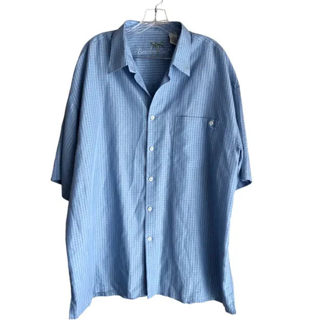 VINTAGE BAMBOO CAY Men's Shirt 2X Big Blue Modal Blend Short Sleeve ...