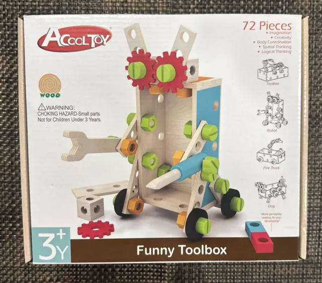 Funny Toolbox Wood Building Blocks Stacking Game Toys For Kids Toddlers