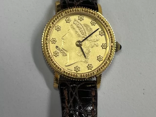 Vintage Women's Dufonte Yellow Gold Liberty Coin Mechanical MOVT Watch Swiss Vintage Women's Dufonte Yellow Gold Liberty Coin Mechanical MOVT Watch Swiss