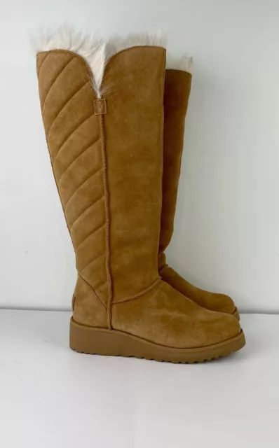 UGG Rosalind Chestnut Suede Ship Skin Tall Boots Women's Size US 5.5 NWOB 2