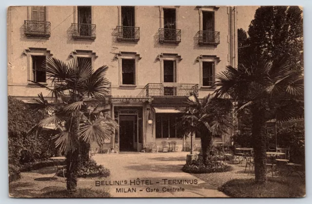 Vintage Postcard POSTED Bellini Hotel Terminus Milan Italy