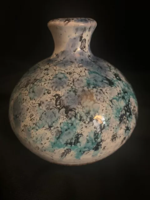 Vase, diffuseur de parfum, petite bouteille en grès, émaillé, bleu