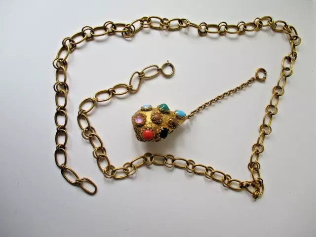 Cintura gioiello metallo dorato + ciondolo con pietre  '60 ( Trifari Haskell )