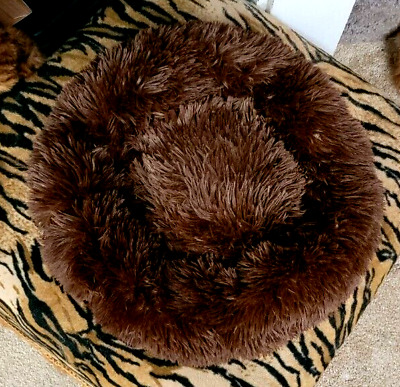 Pet Bed Round Dog or Cat Puppy Kitten chocolate brown 16 in Plush Bran New!