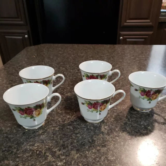 Vintage  Laurrel shield Tea/ Coffee Cups set 5 fine porcelain