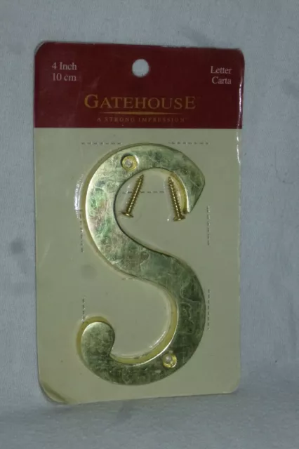 GATEHOUSE Door House Address Street Number Letter S Solid Zinc Polished Brass 4"