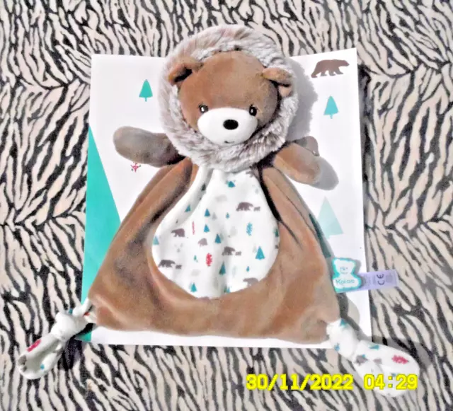 🦋 Kaloo Doudou Ours Gaston Collection Filoo Marron Blanc Sapin 30Cm 100% Neuf