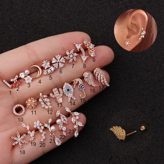 Zircon Ohrringe mit Knochen Piercing des Tragus-Knorpels Piercings des Barbells