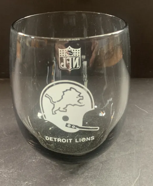 NFL Detroit Lions Smoked Tumbler Stemless Wine Rock Etched Glass 14oz