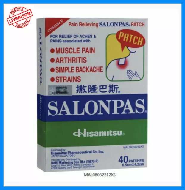 SALONPAS- Patch solagment Douleurs-boite de 40 patches. Neuf.