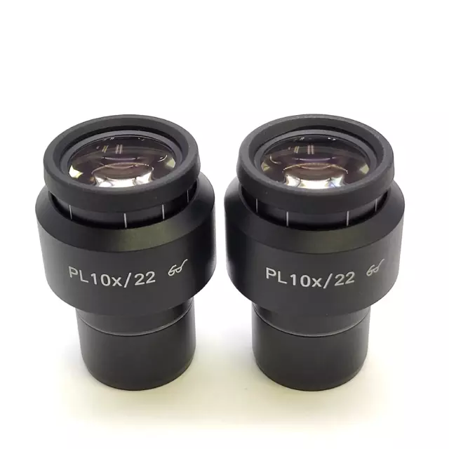 Zeiss Microscope Eyepiece Pair PL 10x/22 Focusing Eyepieces