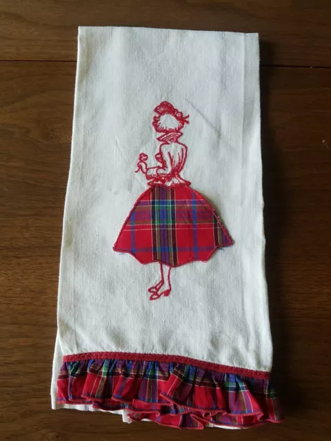 Vtg Naughty Lady Guest Hand Tea Towel Red Plaid Skirt