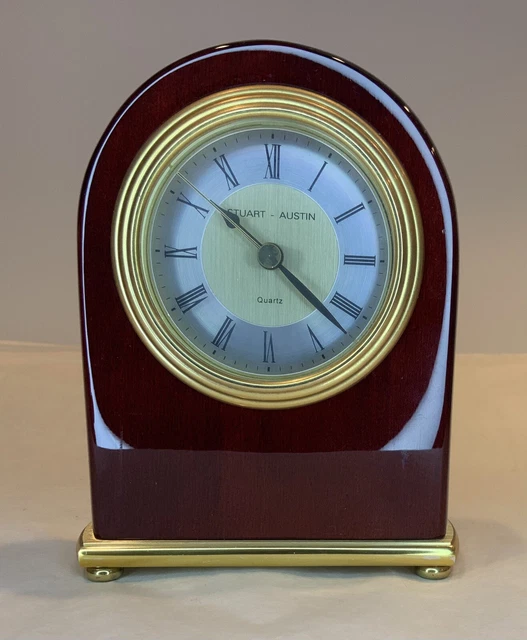 ROSEWOOD ARCH GOLD Desk Clock by Stuart Austin Quartz Movement Clock w