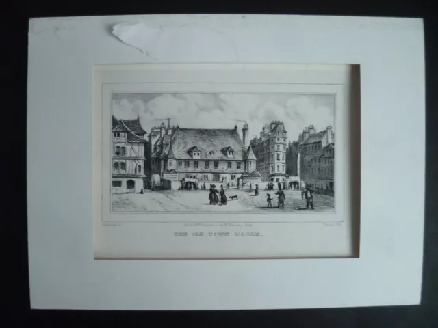 Engraving " The Old Town Halle " Mason Thénot, Lith. Of Mlle Formentin Paris