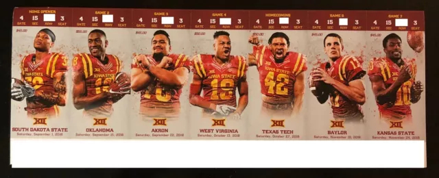 2018 Iowa State Cyclones Football Collectible Ticket Stub - Choose Any Home Game