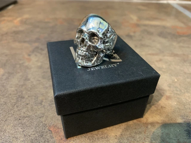 Bague Chevalière Homme Argentée - Motif Vautour Crâne - Taille 66 - Unisexe