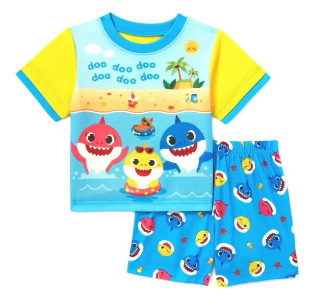 BABY SHARK MOMMY & DADDY Pyjama Nachtwäsche Shorts Set Kleinkind Größe 3T Neu mit Etikett