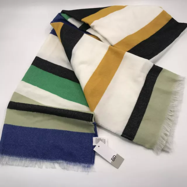 Nordstrom Bp Green Yellow Black Blue Multi Colored Blanket Scarf 80" X 30"