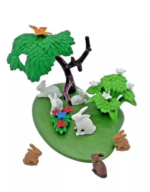 Playmobil Tiere Hasen 8 Stück mit Landschaft Blumen für Wald Bauernhof Tierpark