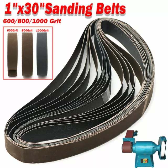 15PCS 1"x30" Sanding Sander Belts 600 800 1000 High Grit Polishing Aluminum Oxid