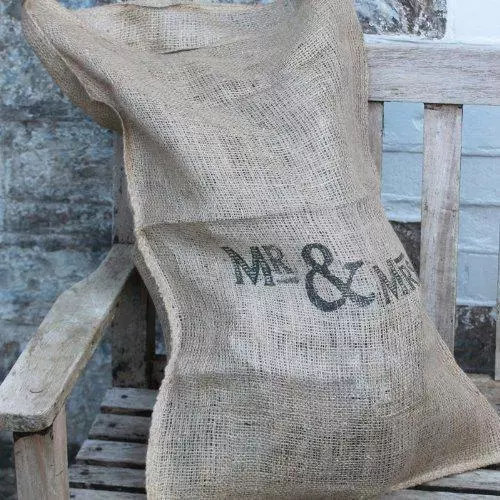 East Of India Mr & Mrs Wedding Gift Hessian Vintage Sack